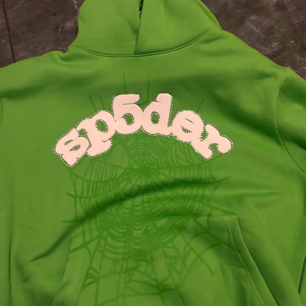 Green Sp5der Hoodie with White Logo